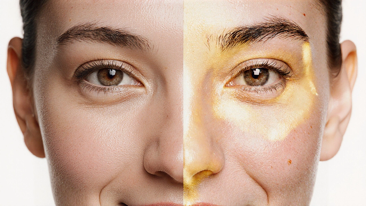 Лицо с текстурой кожи, выражением эмоций и внутренним здоровьем, символизирующее целостную эстетику.