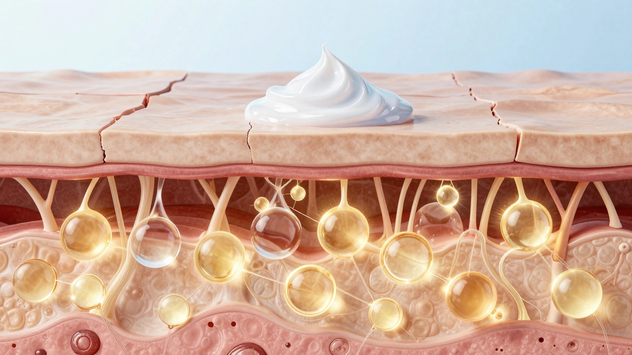 Разрез кожи: поверхностный слой с временным эффектом и глубокий слой с восстановлением коллагена.