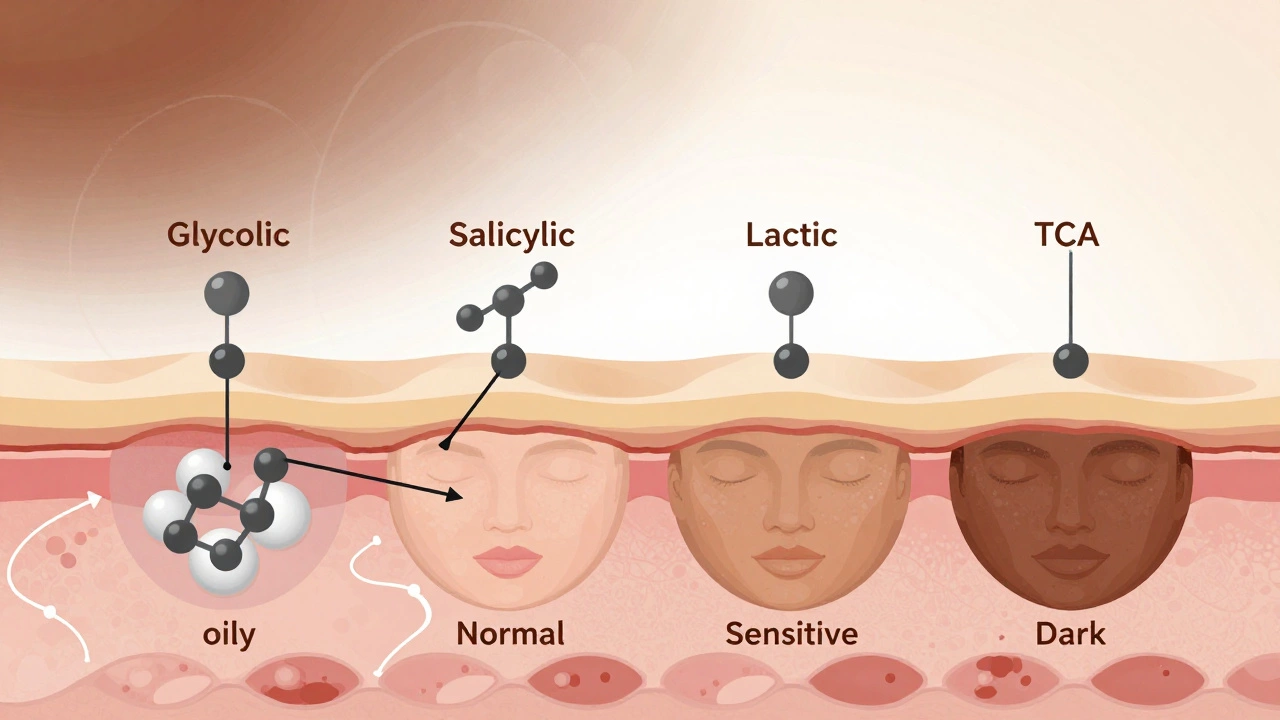 Абстрактное изображение, как кислоты проникают в кожу и разрушают пигмент.
