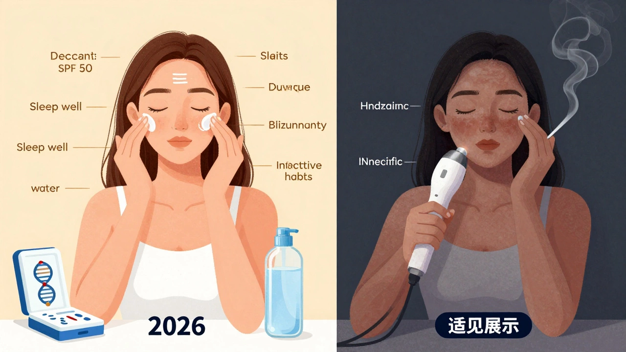 Сравнение эффективного ухода за кожей с неправильными привычками: здоровая кожа против тусклой.