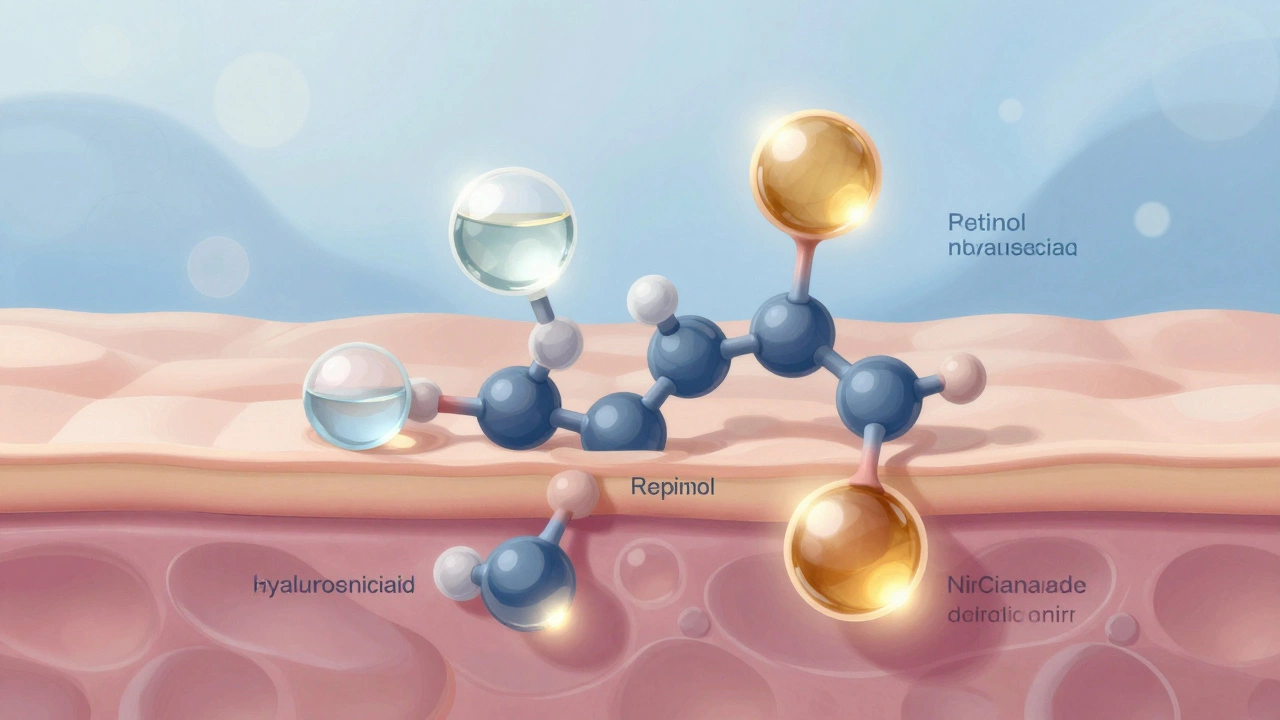 Молекулы активных ингредиентов проникают в кожу, усиливая коллаген и укрепляя барьер.