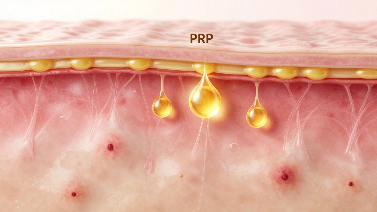 3D-визуализация процесса регенерации кожи и заполнения рубцов при PRP-терапии.