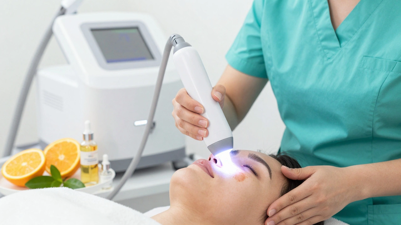 Процедура фототерапии IPL для удаления пигментных пятен в клинике