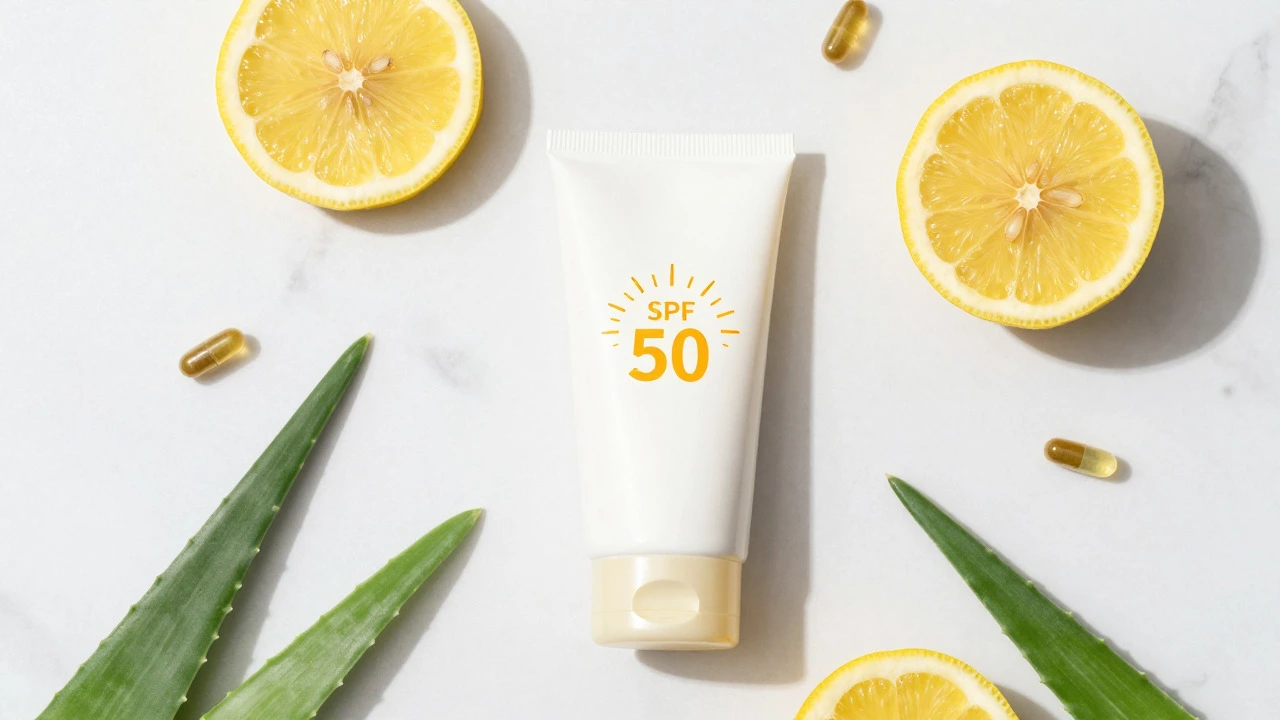 Солнцезащитный крем SPF 50 и ингредиенты для ухода за кожей
